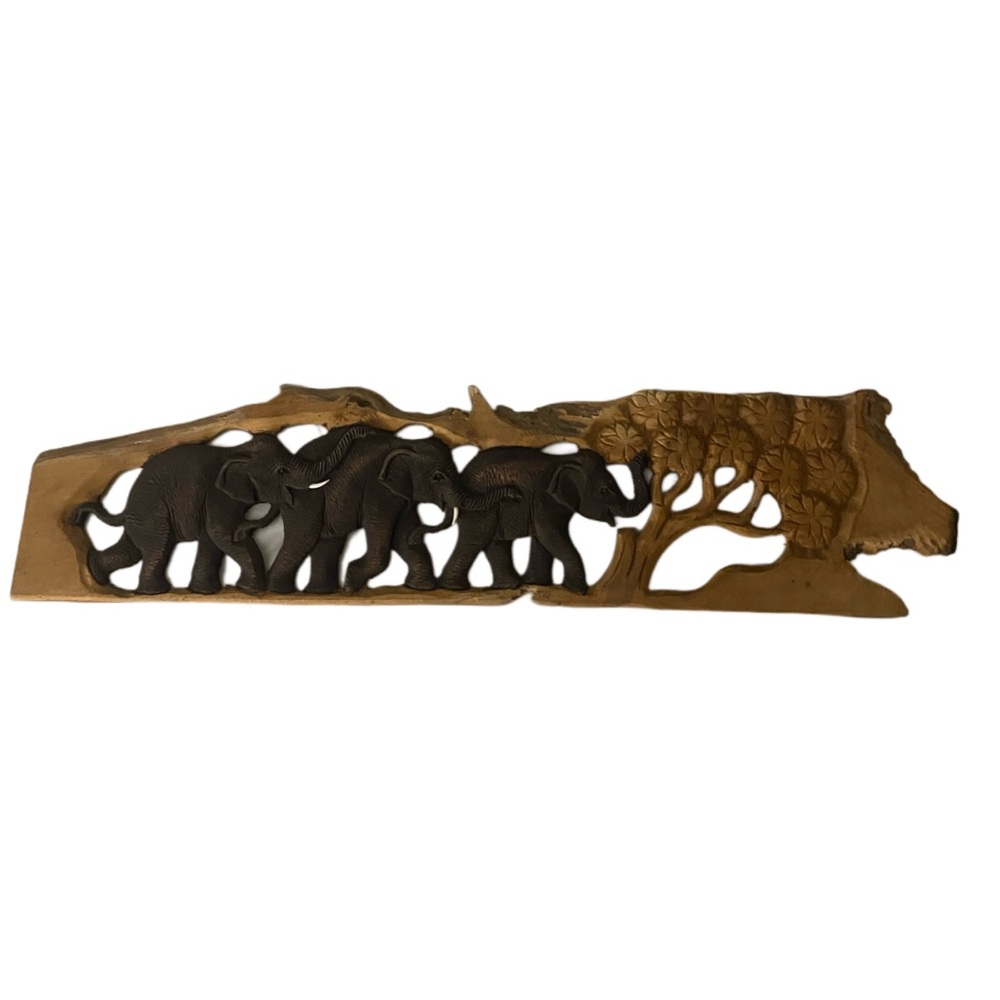 Artistic Elephant Wall Sculpture in Brown